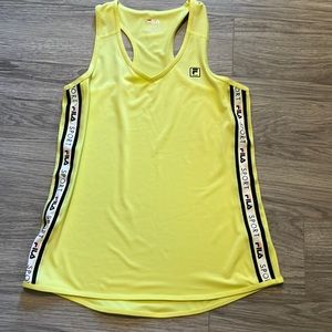 FILA Women’s Dri-Fit athletic racer back tank shirt sz small yellow